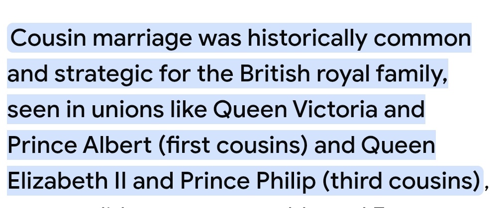Cousin marriage is very British actually 🙃