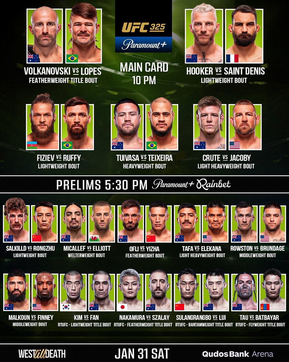 オージー大会とはいえメインカードにブラジル選手入れて見どころ多めにしてる感じが豪華で良き！！！
中村選手にも期待。
あとブランデージにも期待w w