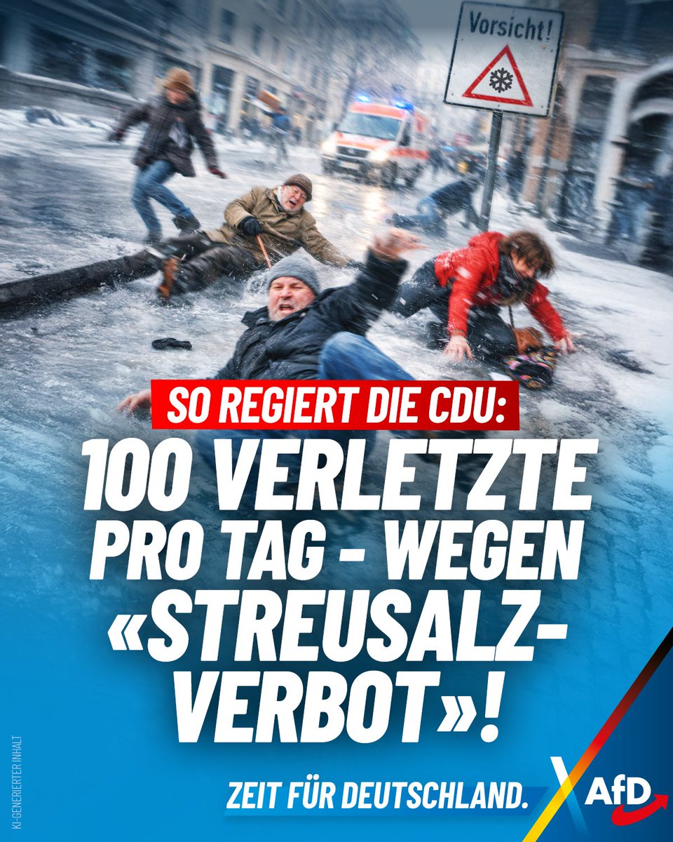 CDU-Realität: Hunderte Glätteopfer, ein Mensch lebenslang gezeichnet – und Wegner wartet auf Genehmigungen. Wie bei Merz im Bund: keine Führung, nur Ausreden. Die CDU lässt sich von SPD &amp; Grünen treiben und gefährdet Bürger.