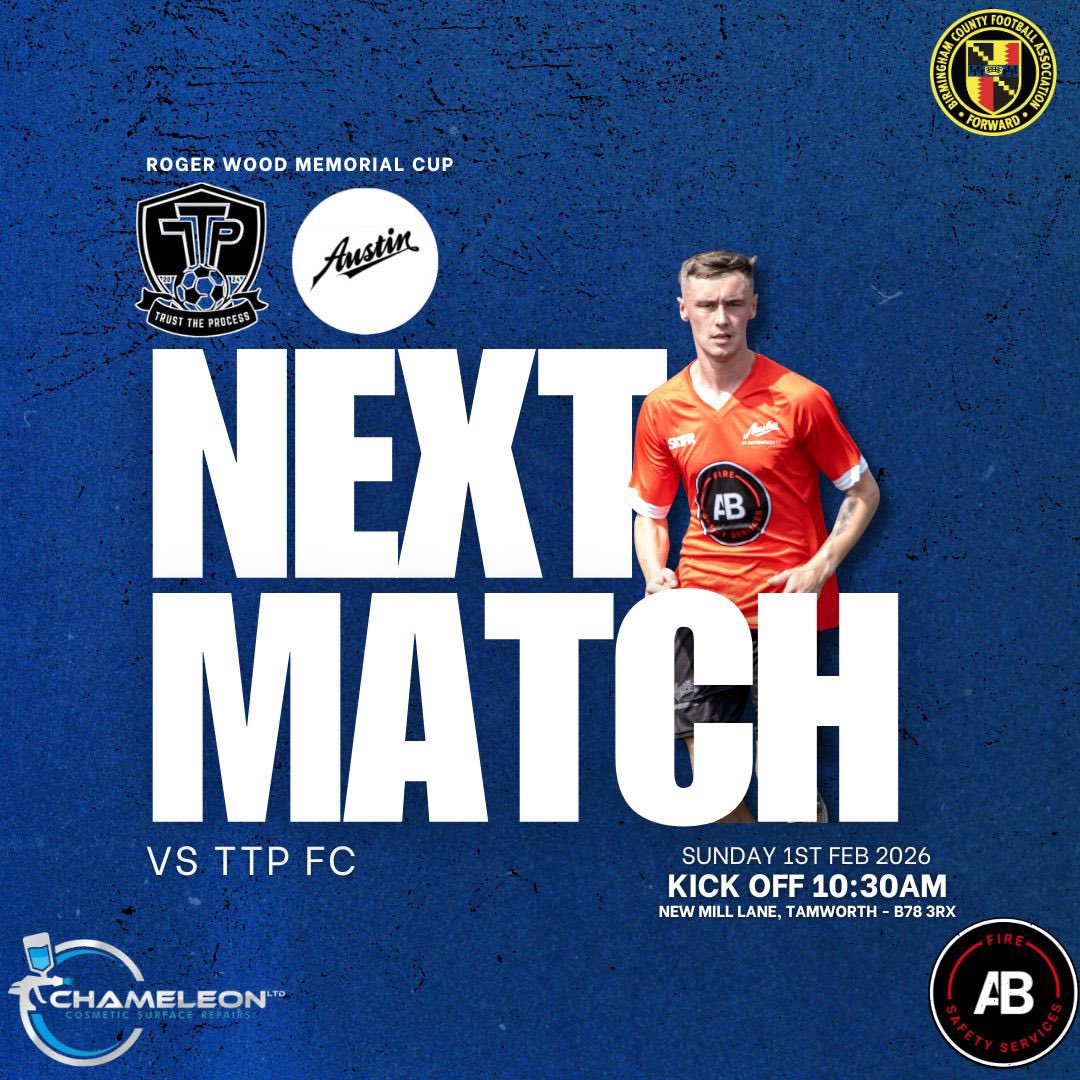Big game Sunday as we travel over to Tamworth to face TTP in the quarter final of the Roger Wood. 

Kick Off: 10:30am
New Mill Lane, B78 3RX