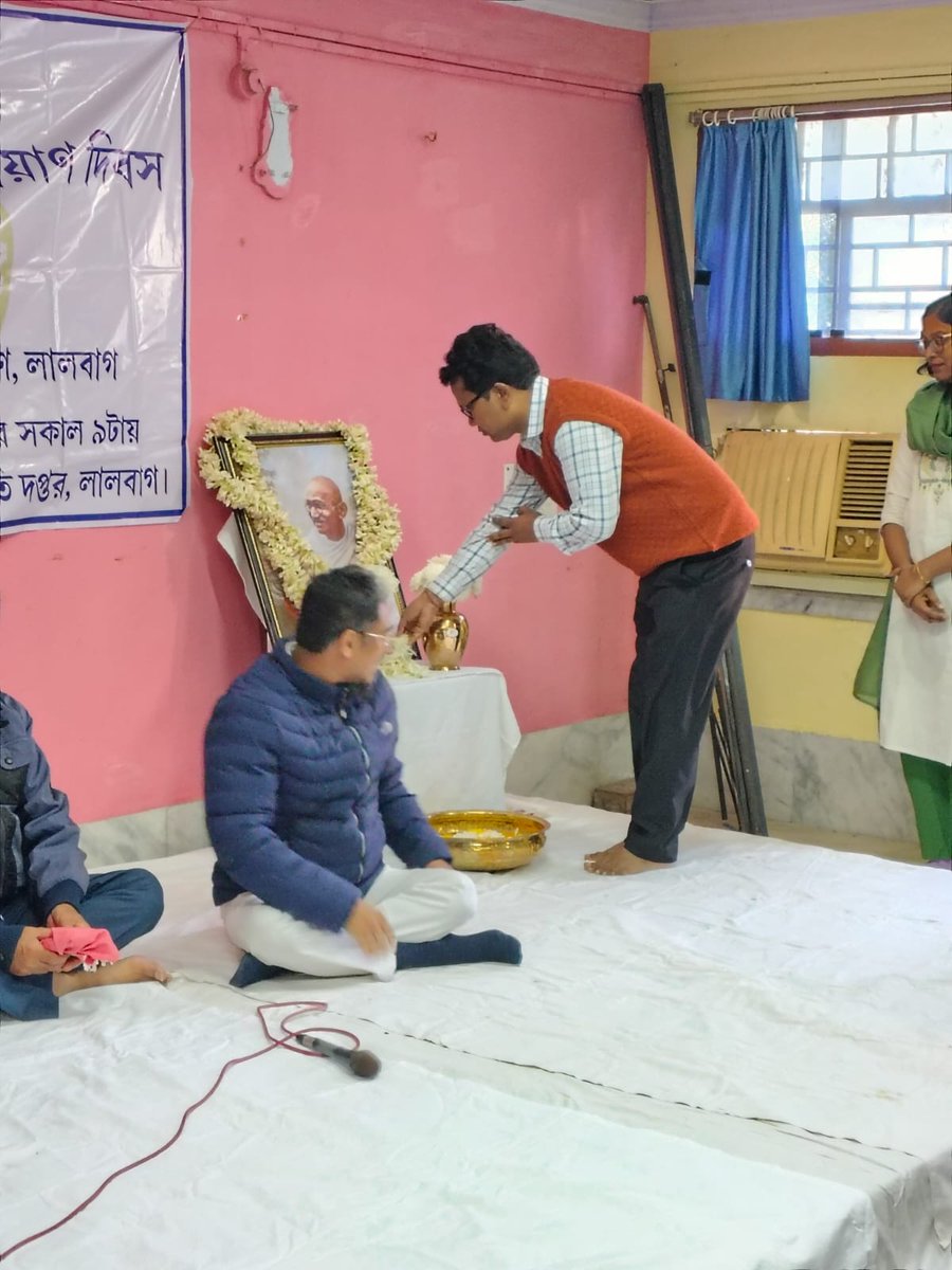 LalbaghSdico's tweet photo. Some moments of the prayer meeting at the office of sub divisional officer,Lalbagh on the occasion of death anniversary of Mahatma Gandhi.The sub divisional officer,Dr:  Bonomali Roy sir and other officer and religious leader were present there. https://t.co/EqBIt5EJfS