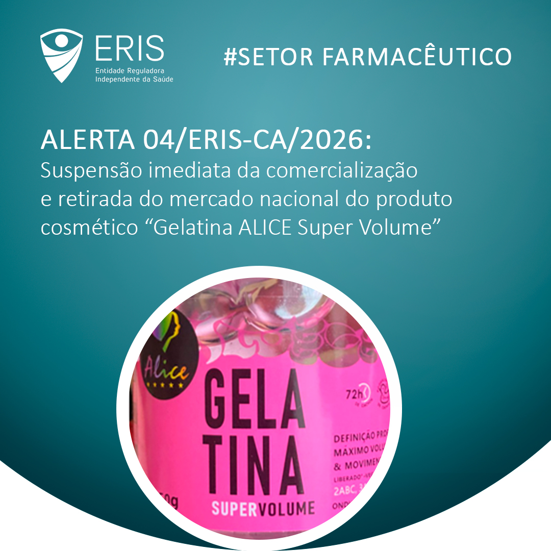 ERIS determina a retirada do mercado da “Gelatina ALICE Super Volume”

Saiba mais em: eris.cv/index.php/noti…
#ERIS #AlertaCosmético #GelatinaAlice #ProdutosIrregulares #SegurançaCosmética