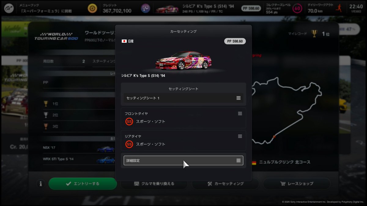 参考にならないセッティング画像付き