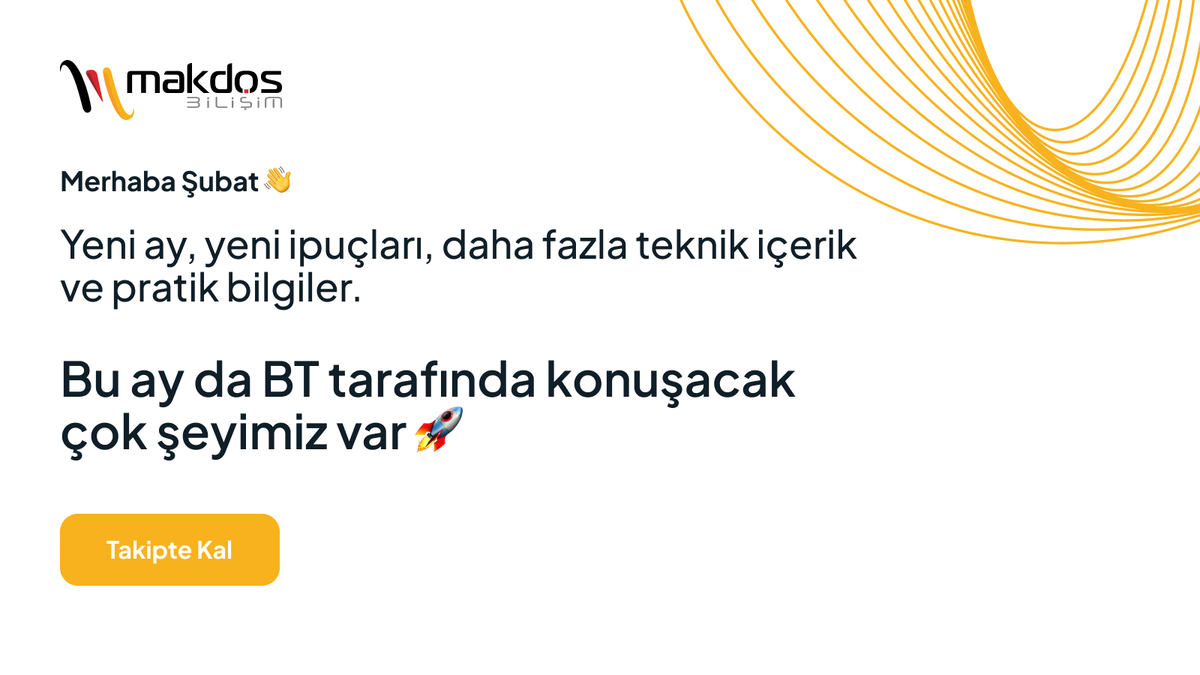 makdoscloud's tweet photo. Merhaba Şubat 👋
Bu ay da BT ipuçları, teknik bilgiler, küçük ama etkili öneriler ve yeniliklerle buradayız.
Şubat boyunca paylaşacaklarımızı kaçırmamak için takipte kalın 👀
#Makdos #BTİpuçları #Teknoloji https://t.co/lcUd6dhXEt