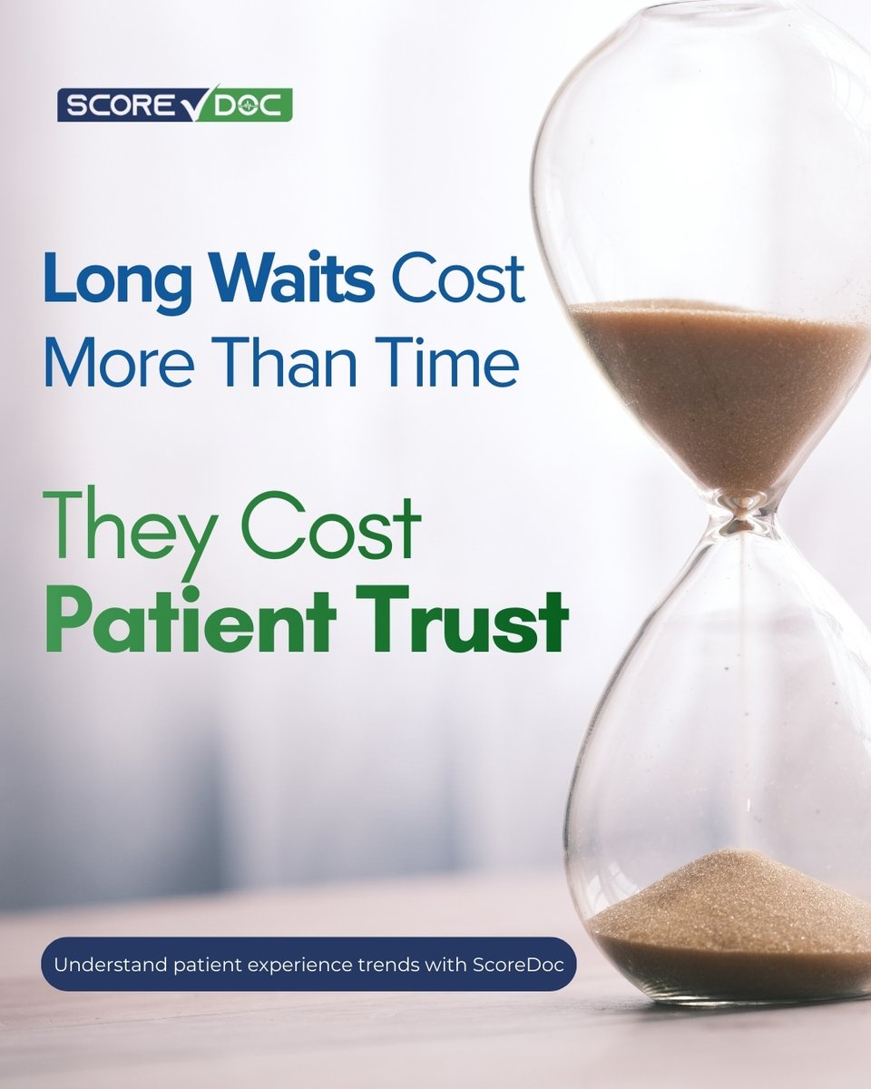 score_doc's tweet photo. Long wait times lead to missed appointments and patient drop-off.

Retention and revenue are directly impacted by experience.

#PatientExperience #PracticeGrowth #ScoreDoc https://t.co/RcAgjEjgIt