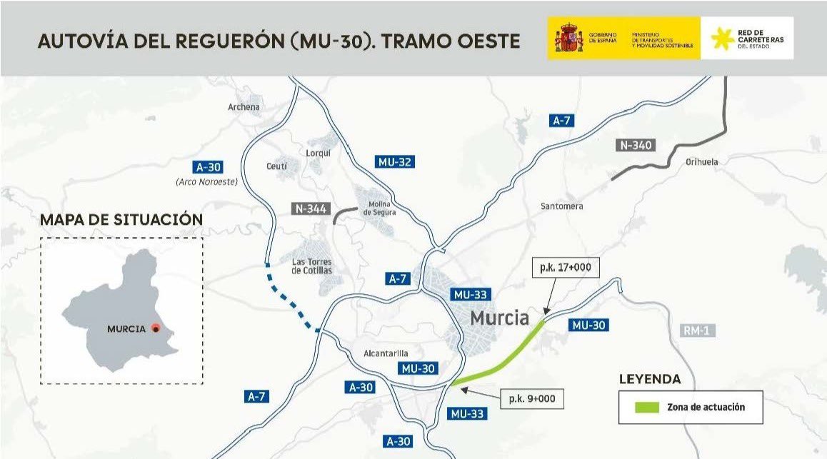 El Gobierno de España adjudica el proyecto del último tramo de la autovía de El Reguerón.

Conectará la autovía Santomera–San Javier con el Puerto de la Cadena, culminando la circunvalación de Murcia.

Avanzamos en otro hito clave para vertebrar la Región.

¡Seguimos! ✊🏽