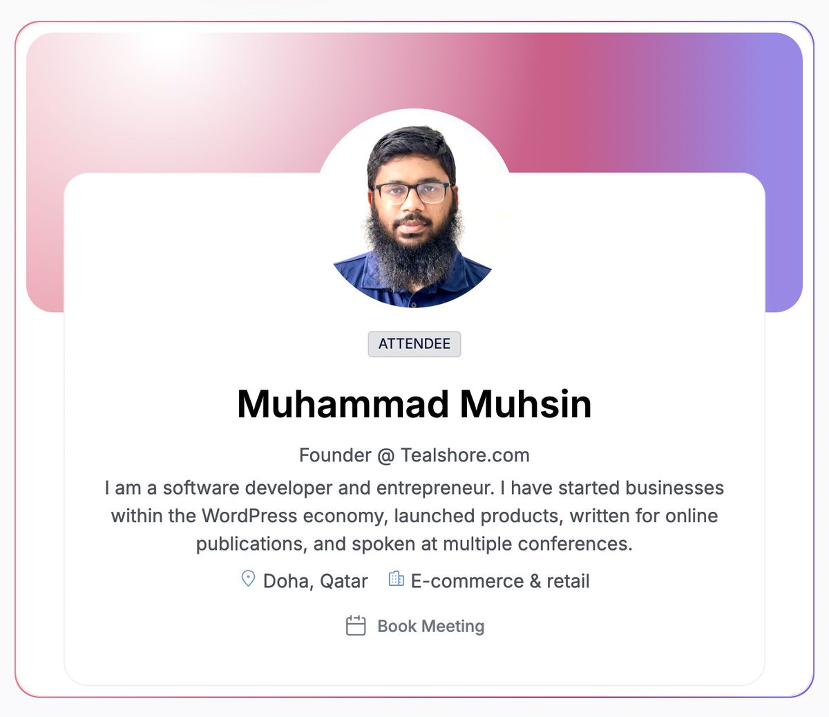 I will be attending #WebSummit #Qatar starting this weekend. Come say hi 👋

To connect via WhatsApp: muhammad.dev/qr