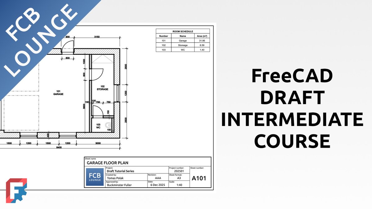 semhustej's tweet image. #FreeCAD Intermediate Draft #course by FCB Lounge has been released in full! The course shows how to create a 2D architectural floor plan, place it on a sheet and print it.

Watch the full course here: youtube.com/playlist?list=…

#FCBLounge #OpenSource #learning