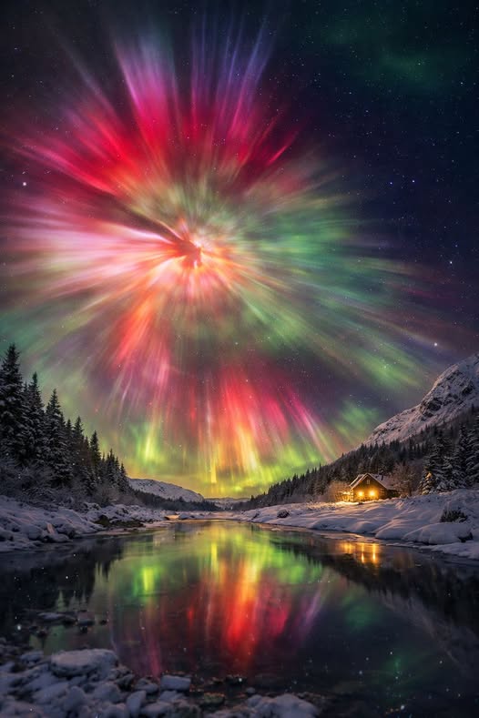 Absolutely breathtaking scenes are unfolding over Malangen, Norway, as the aurora borealis puts on one of its most spectacular performances in recent memory. 

The night sky erupts into an explosion of color, with vivid reds, electric greens, soft yellows, and hints of pink