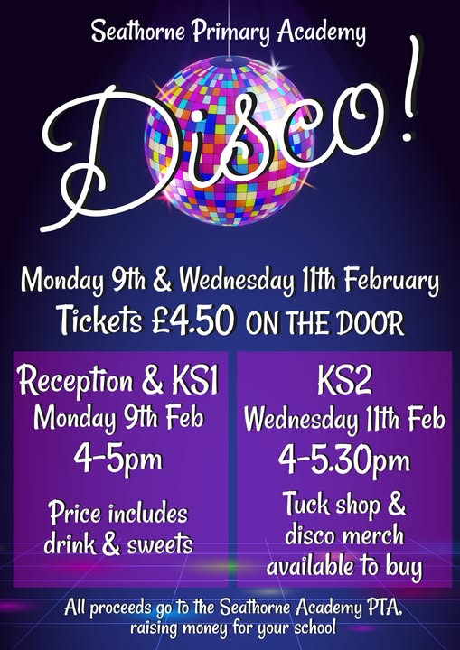 School Discos Are Coming Up!
The PTA is excited to announce that our school discos are all planned and ready to go! It’s set to be a fantastic event for the children, full of music, fun, and great memories. Please contact the school office for tickets. <a href="/GreenwoodAcad/">Greenwood Academies Trust</a>