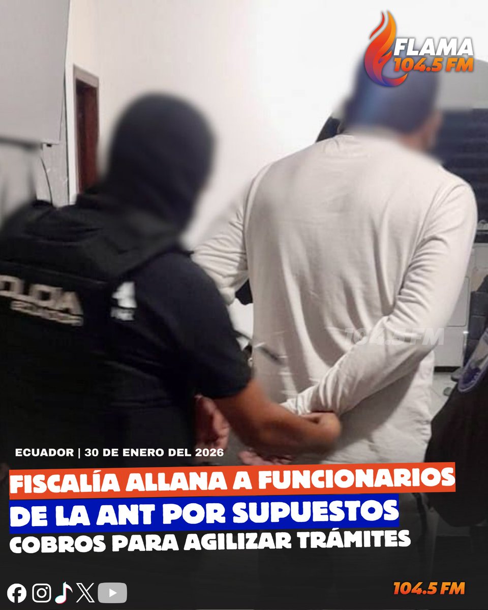 flamaplus's tweet photo. 🔥Fiscalía y Policía Nacional realizaron 23 allanamientos a funcionarios de la Agencia Nacional de Tránsito (ANT), quienes son sospechosos de cobrar coimas a cambio de agilizar trámites https://t.co/2cxL0mhgmf