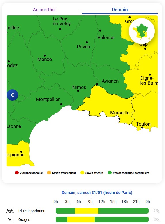 Image de Préfet de la région Provence-Alpes-Côte d'Azur - #METEO13 | Vigilance🟡météo #orages et #pluieinondation 

⚠️Le département des Bouches-du-Rhône est 