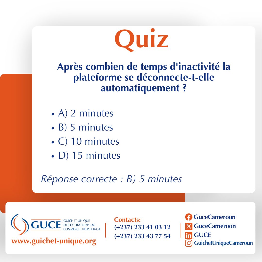 📌 #QuizGUCE 
#QuizTime 
 
Prêts à tester vos connaissances sur le GUCE ? 
Après notre enquête et vidéos, c'est le moment de briller ! 💡
Défi du jour : mesurez vos connaissances sur le GUCE. 
À vos marques... Quizzez ! 

Votre satisfaction guide nos actions ! 💪 

#GUCE
