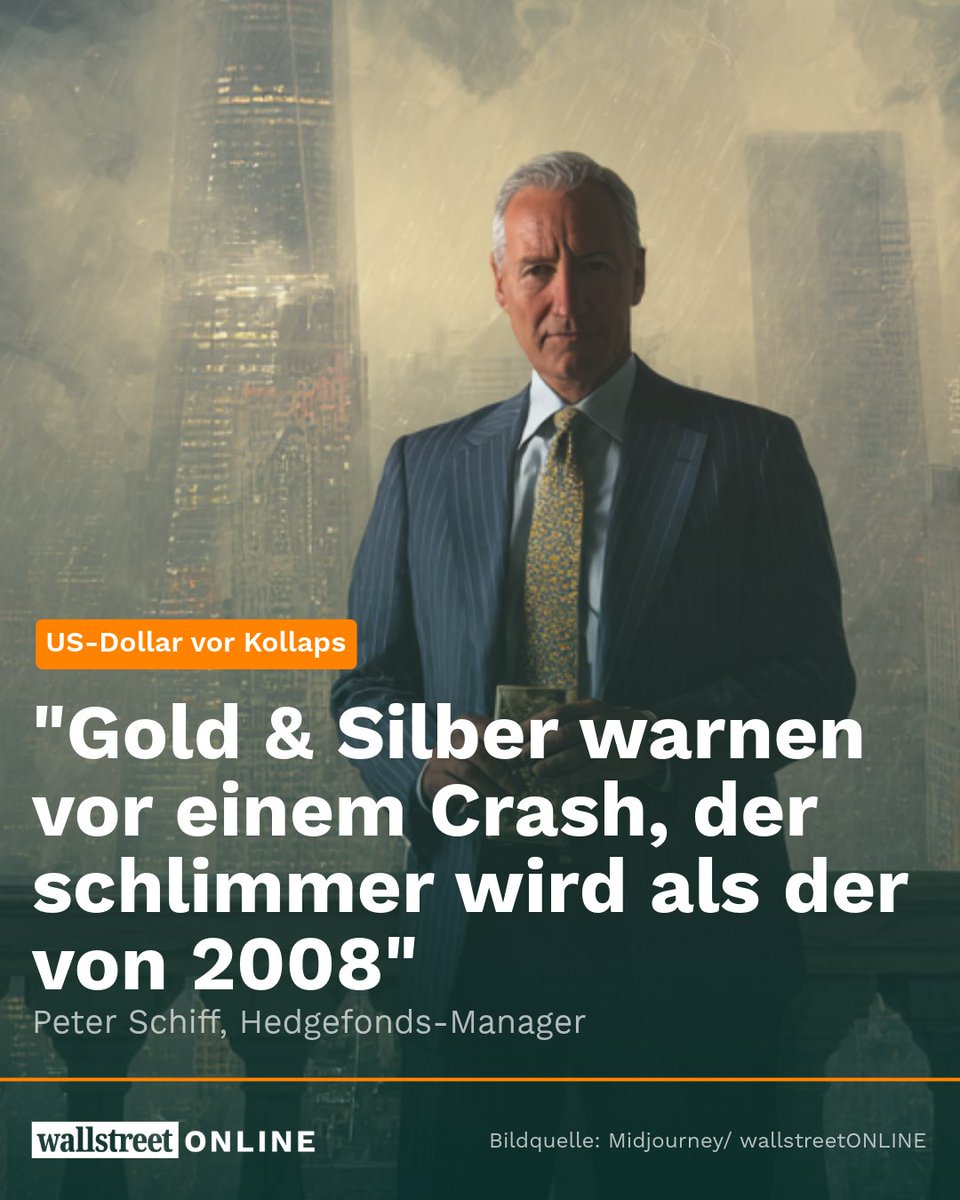 🚨 US-Dollar vor dem Kollaps?

wallstreet-online.de/nachricht/2043…

Gold &amp; Silber senden laut Peter Schiff ein extremes Warnsignal – schlimmer als 2008.

Der bekannte Crash-Warner schlägt erneut Alarm: Die Rallye bei Gold und Silber sei kein Zufall, sondern ein Vorbote einer massiven Dollar-
