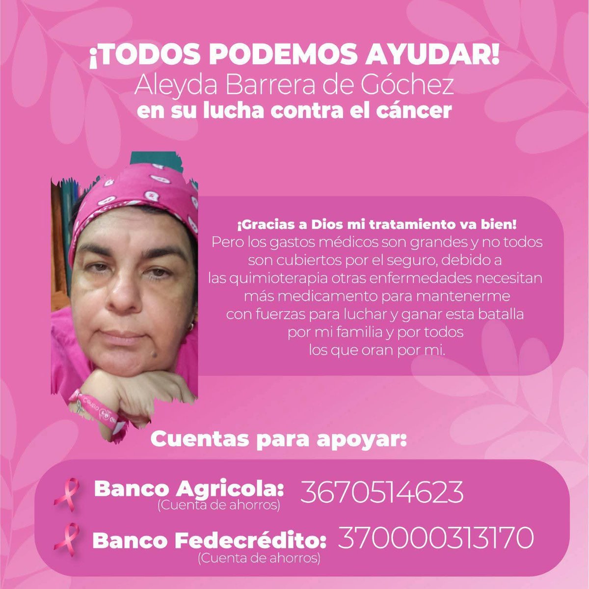 Buenos días  , perdón  les aburra  con  lo mism,o, pero tal vez algunos  me entiendan  para mi como para muchas personas  me imagino  se nos esta volviendo cada vez mas difícil adquirir todos  los medicamentos  y necesito  de su ayuda con $2-$3  me ayudan 🙏