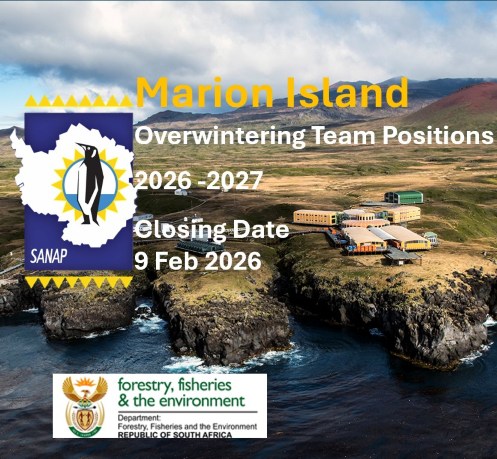 Antarcticlegacy's tweet image. #Job #Applications #subAntarctic #MarionIsland 
Overwintering period (April-May 2027)
#CommunicationsEngineer
#DieselMechanic
#ElectricalEngineer
#MedicalOrderly
Closing Date: 09 Feb 2026
Applicant will spend a full year (April-May 2027) at Marion Island. 
#SANAP @environmentza