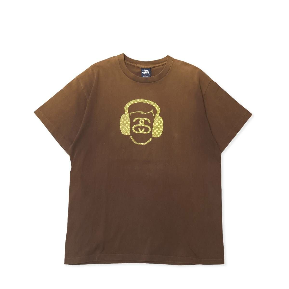 Stussy 90s Navy Tag SS-Link Headphones Monogram TEE Brown | MFC