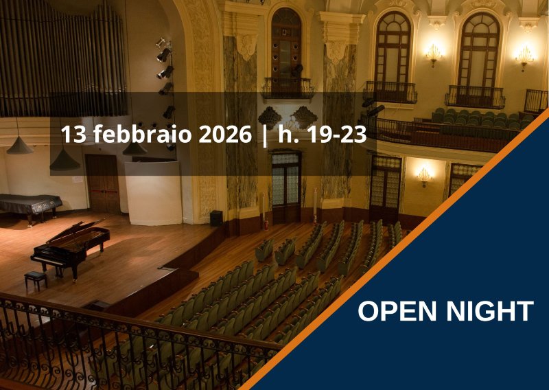 ConservatorioTo's tweet image. L’Open Day è OPEN NIGHT! Venerdì 13 febbraio dalle 19.00 alle 23.00 il #ConservatorioTorino apre le sue porte ad aspiranti studentesse e studenti e si mette in mostra. Tutti gli aggiornamenti a questo link: conservatoriotorino.eu/open-day-open-…