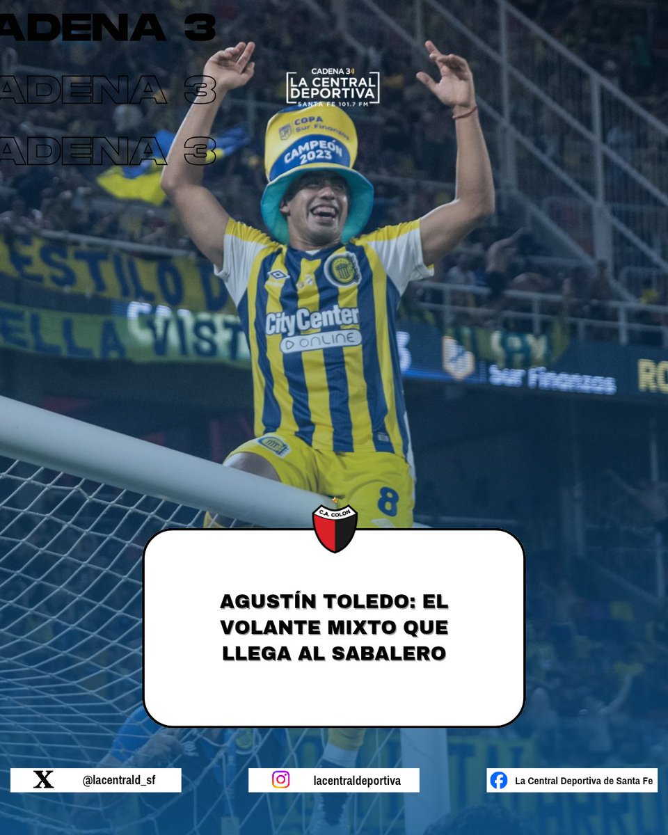 🔴⚫ #Colón || ✅ El Sabalero acordó la llegada de Agustín #Toledo.

📌 El volante llega a préstamo desde #RosarioCentral hasta diciembre de 2026.

📊 En 2025, disputó 33 partidos y anotó un gol con la camiseta de #Temperley.

<a href="/Cadena3Com/">Cadena 3 Argentina</a> Santa Fe FM 📻 101.7