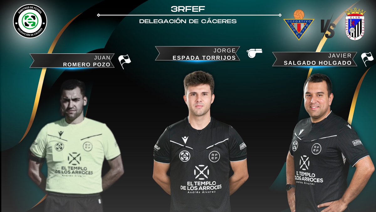 FutbolArbitros's tweet photo. 📢| Designaciones nacionales de este fin de semana.

#2RFEF

👨‍⚖️ Ricardo Pérez Antequera 

#3RFEF 
 
👨‍⚖️ Jorge Espada Torrijos 

#JuvenilNacional 

👨‍⚖️ Jonathan Palo Araujo 
👨‍⚖️ Javier Salgado Holgado 

🍀 Mucha suerte al equipo arbitral https://t.co/x2e2kxIGHM