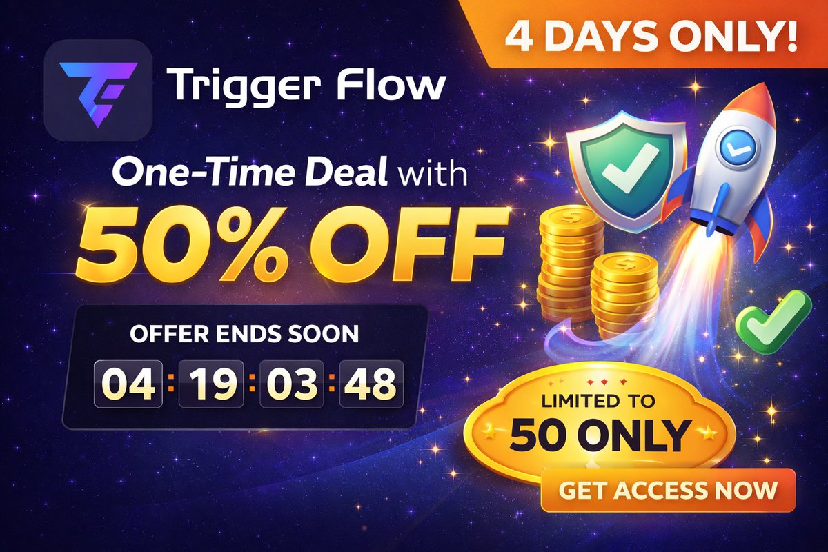 🚀 Trigger Flow Is Now Live

Most websites don’t have a traffic problem.
They have an action problem.

Trigger Flow helps you turn visitors into clicks, leads, and sales using smart countdown timers, popups, announcement bars, and slide-ins,  all without touching code.

✅