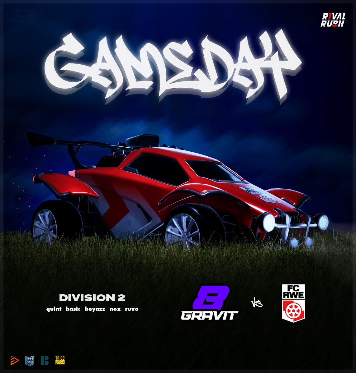 MATCHDAY! ⚔️

Woche 3 in der <a href="/RivalRushRL/">Rival Rush</a> Liga 2 steht an. 

Aktuell stehen wir 1-1 – heute Abend wollen wir die positive Bilanz! 📈

🆚 Gravit8 
🕘 21:00 Uhr 
📺 twitch.tv/rwerfurt_espor…
mit Live-Cast von <a href="/YtLeon/">LeonYT</a> 

Support ist gern gesehen! 🔥