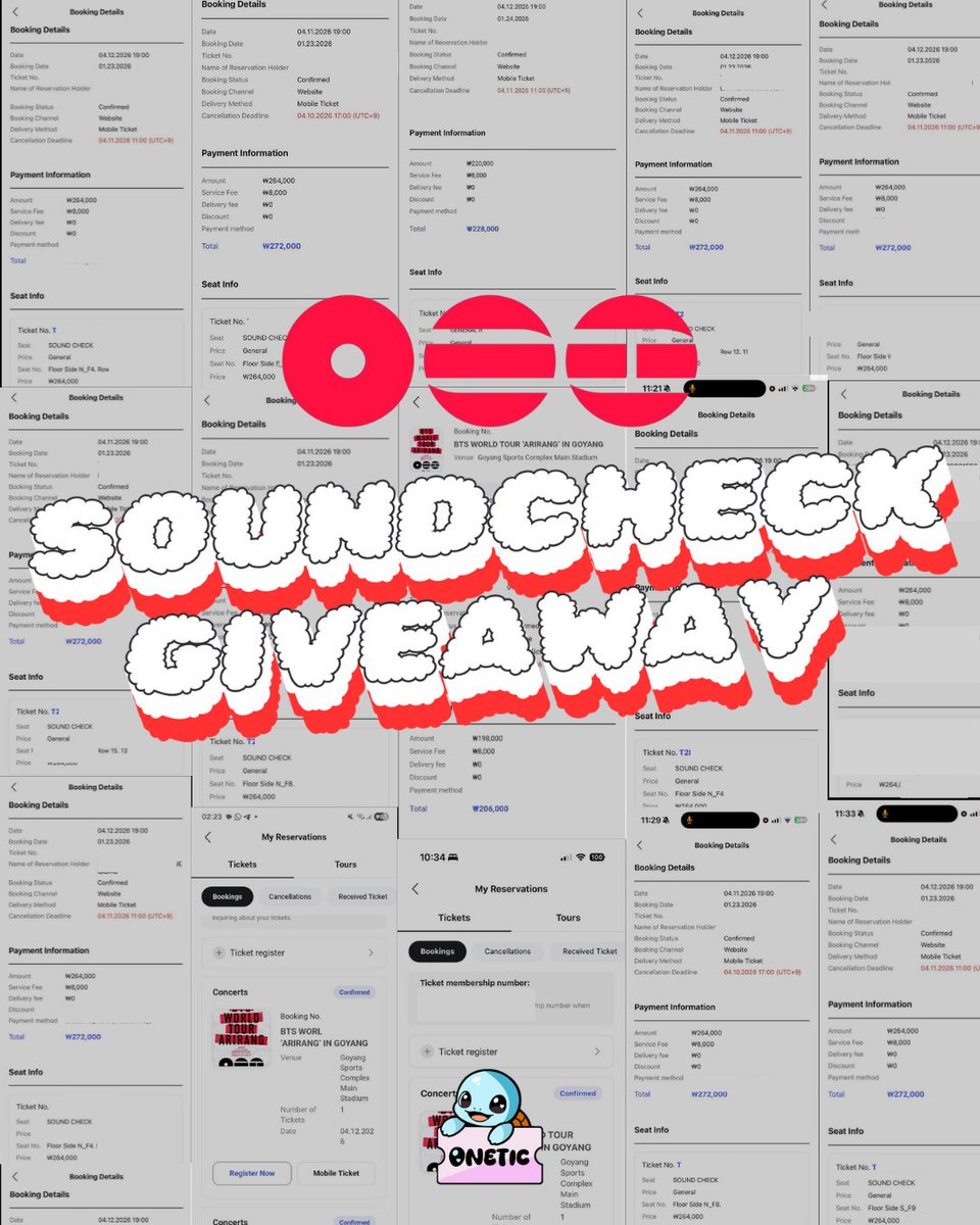 [GIVEAWAY] BTS GOYANG SOUNDCHECK TICKETS

To celebrate our massive success for BTS GOYANG Membership presales, we are now giving away a total of 6 SOUNDCHECK tickets to our beloved ARMYs :

X/Twitter EXCLUSIVE
- 9th SOUNDCHECK TICKET x1 winner
- 11th SOUNDCHECK TICKET x1 winner
-