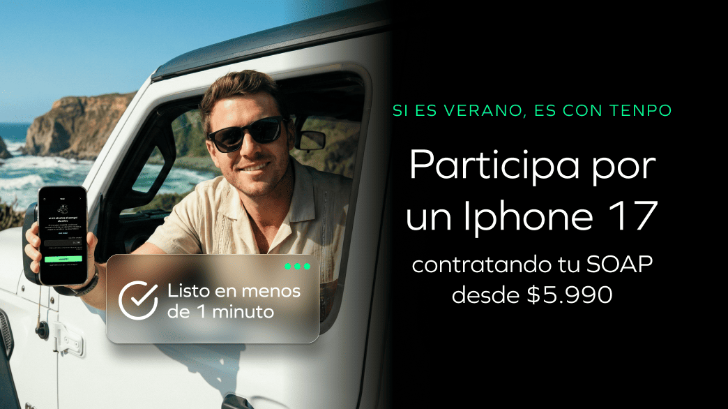 tenpocl's tweet photo. Tu SOAP puede venir con un iPhone 17 de regalo 📱🔥. Contrata tu SOAP 2026 desde $5.990 en tu App y solo con eso ya estás participando por un iPhone 17.

Tienes hasta el 31 de enero para aprovechar esta oportunidad. ¡Entra a tu App Tenpo y participa! 📱💚 https://t.co/eBHM7mm4li