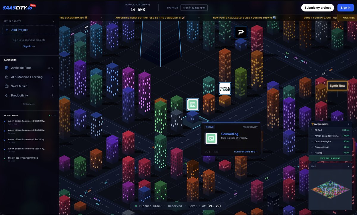 ghosty_dev's tweet photo. Another project placed on our map - CommitLog 🥳
CommitLog turns your daily workflow into engaging social updates. Connect your tools, let AI synthesize your progress, and grow your audience while you code.
Add yours at https://t.co/V4hGLJulUT
#buildinpublic #saascity #saas #indiehackers