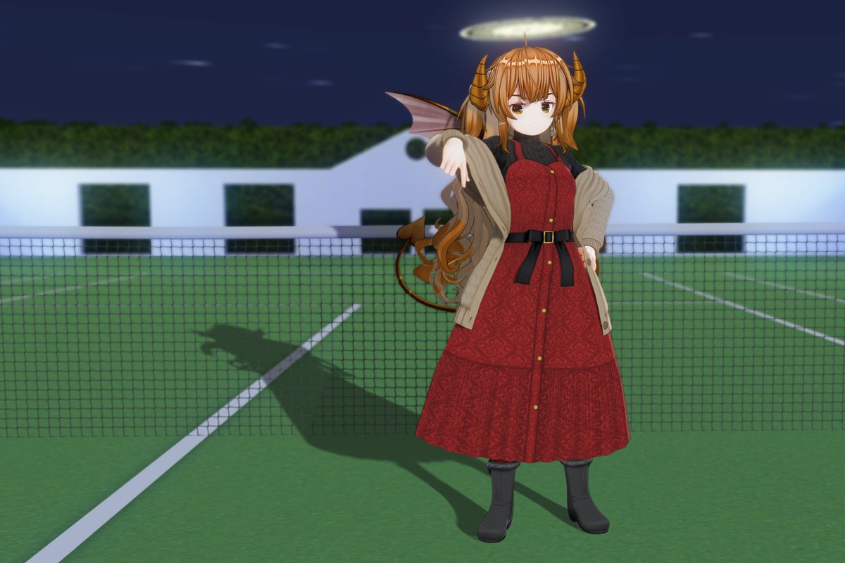 #cm3d版深夜の真剣エディット60分一本勝負 20260130
#COM3D2_5
お題：コート 夜
pixiv.net/artworks/14056…

ここはどこでしょう？　そう、コートだよっ！

……それが言いたいだけで、ここまで連れてきた、と？

水無月あやの／おしとやか