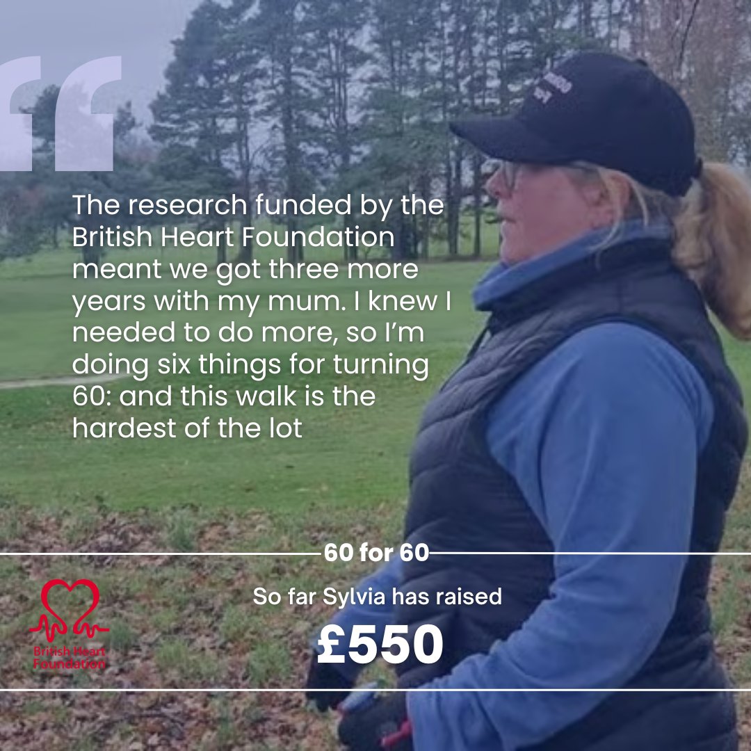 Help Sylvia hit her goal! 🎯💜

Join us in cheering on our colleague Sylvia. Every donation helps fund life-saving research and vital support for people living with heart conditions. 

<a href="/TheBHF/">British Heart Foundation</a>

You can donate here: loom.ly/NWzK8Xc

#60for60 #CharityFundraising