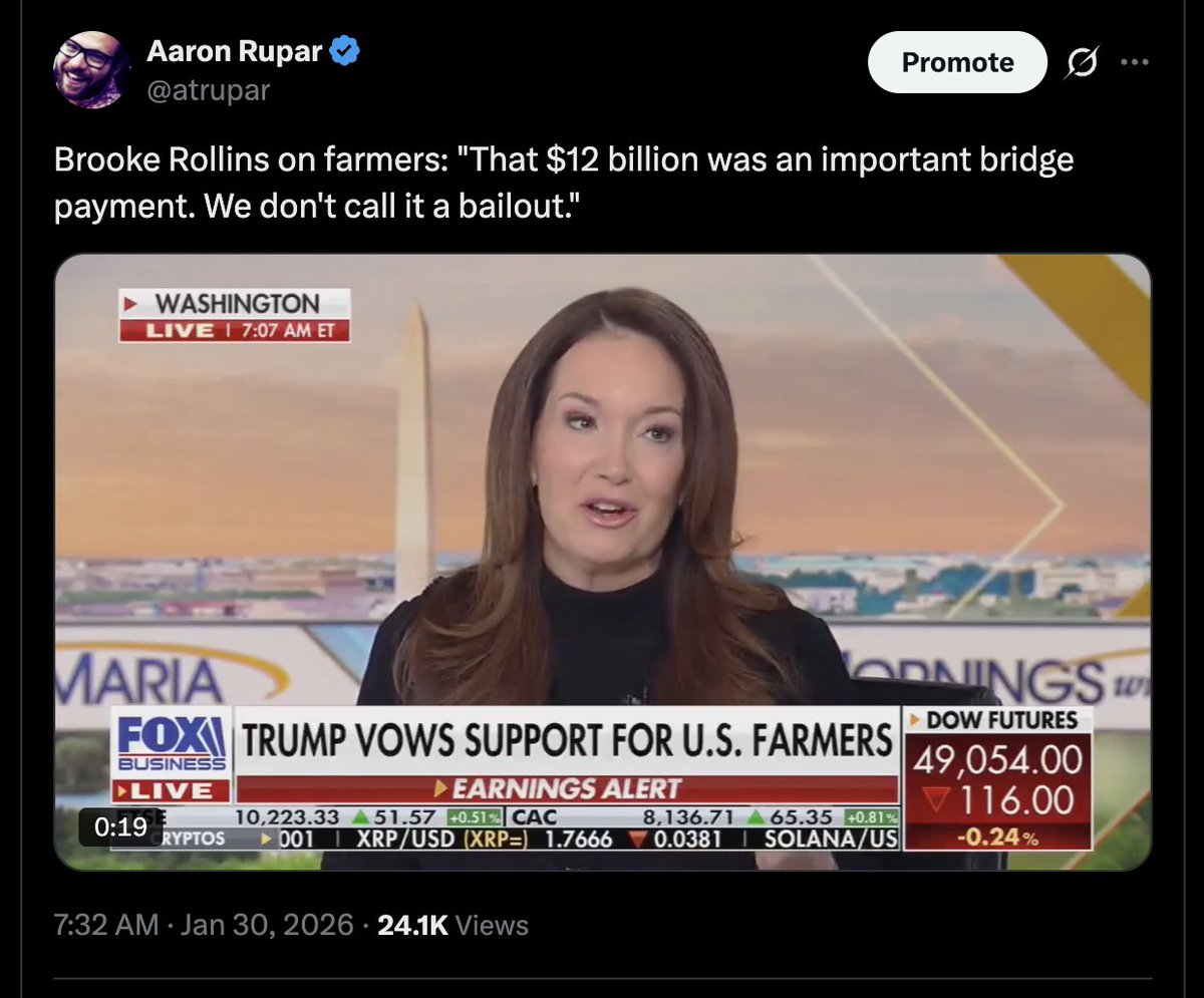 atrupar's tweet image. BROOKE ROLLINS: Don't call a $12 billion payment to farmers a bailout

BROOKE ROLLINS MOMENTS LATER: The American dream is not getting help from the government