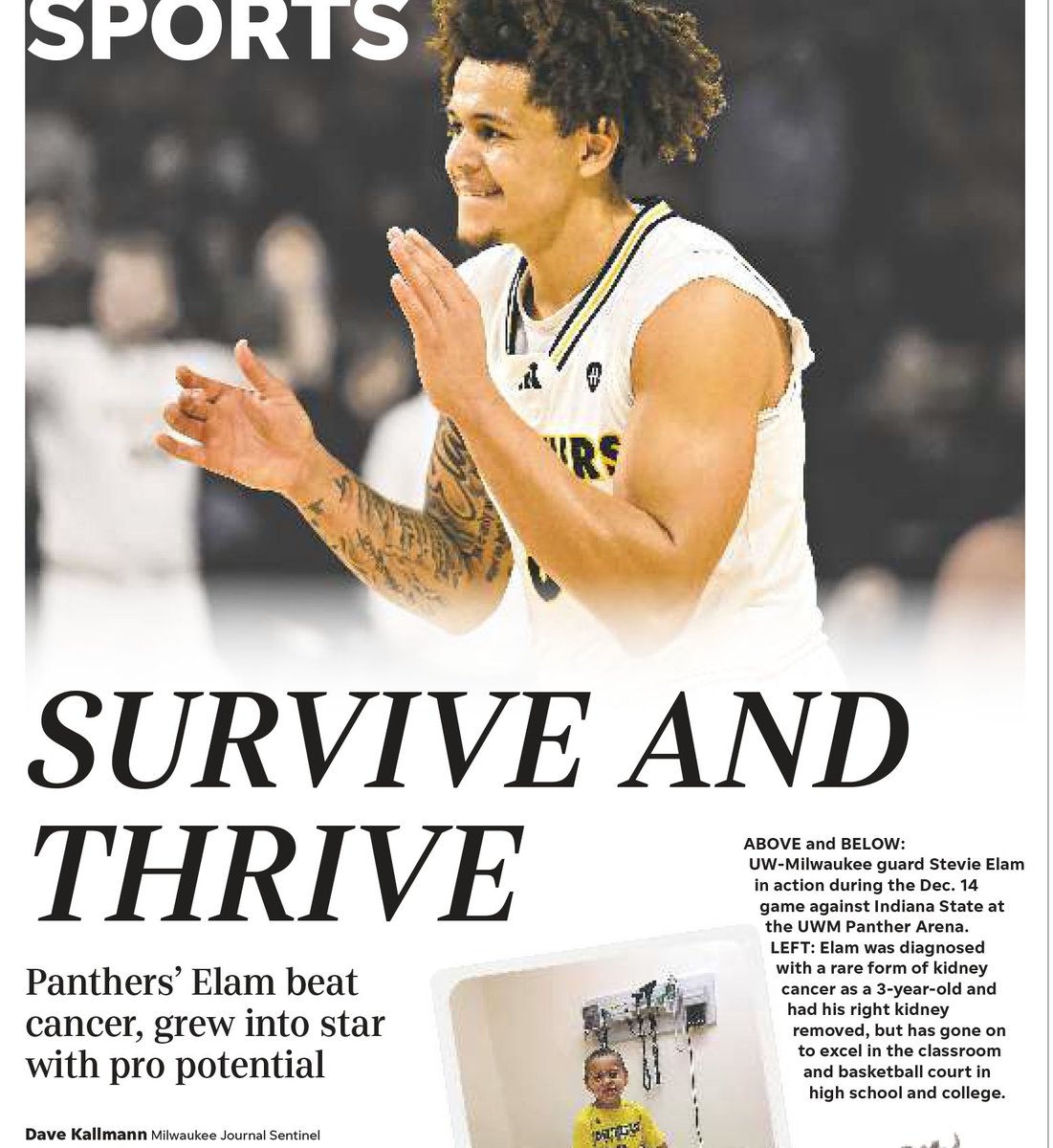 In <a href="/journalsentinel/">Journal Sentinel</a> print today and online since yesterday, story of <a href="/MKE_MBB/">Milwaukee Men's Basketball</a> freshman guard <a href="/Stevie_Elam/">Stevie Elam</a>, who beat childhood kidney cancer to star at <a href="/maples_adrian/">Adrian Maples Athletics</a> and reach DI <a href="/HorizonLeague/">Horizon League</a>  with pro potential. tinyurl.com/mu95meva