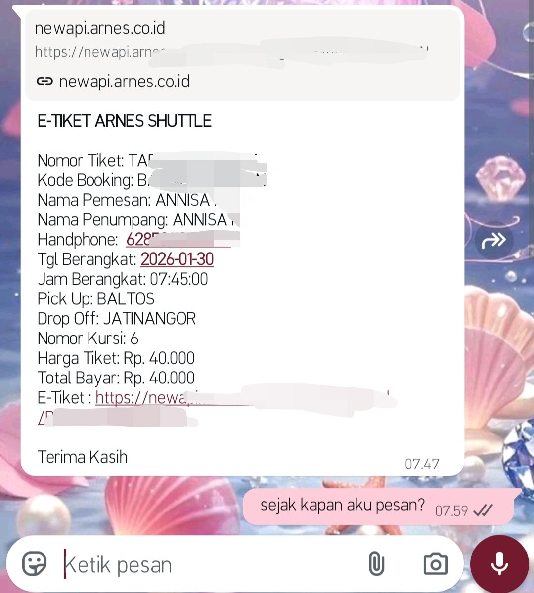 1012archive's tweet photo. Tiba -tiba ada tiket pesanan Arnes Shuttle, padahal aku gapernah order sama sekali. Aku aja lagi ga di Bandung😩 https://t.co/Sq3XreJSc2
