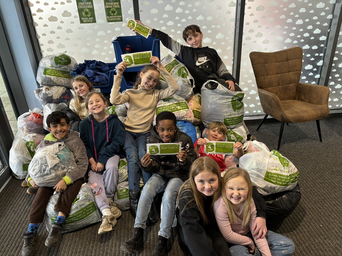 rhosstreet's tweet photo. Huge thankyou to school community for helping us to keep all these clothes out of landfills! Our Eco council will now organise collection of 2 full Recycling Containers! Diolch pawb 👏#RSSeco https://t.co/LvKaThDtHA
