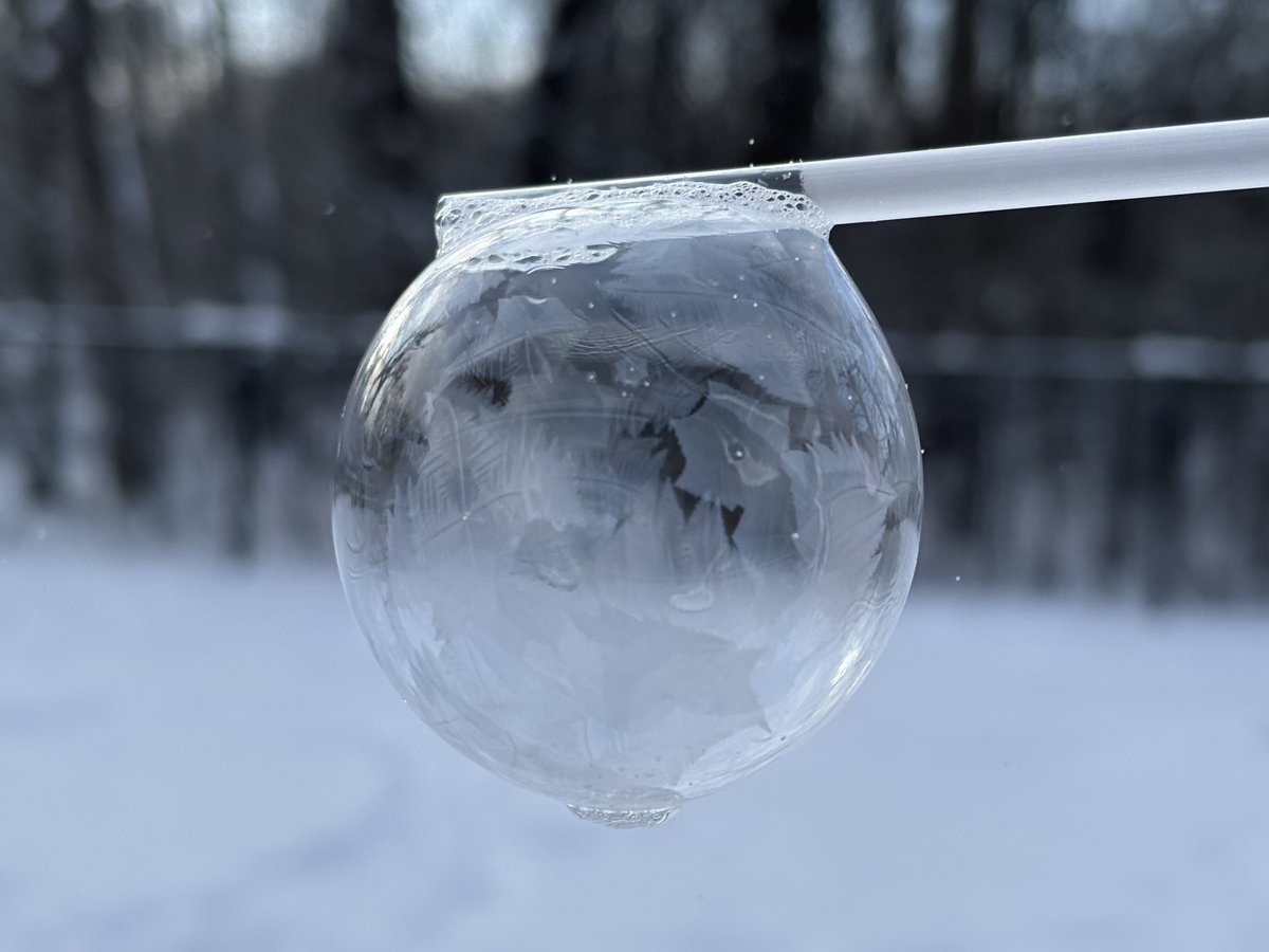 Near record lows this morning so made some ice bubbles with the kids!