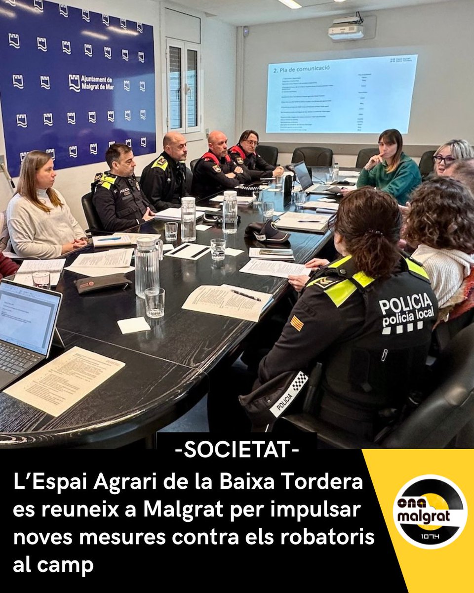 L’Espai Agrari de la Baixa Tordera es van reunir ahir dijous a Malgrat, juntament amb representants de Policia Local i Mossos d'Esquadra per establir mesures contra els robatoris als camps

🎙️Més informació a onamalgrat.cat/news/lespai-ag…