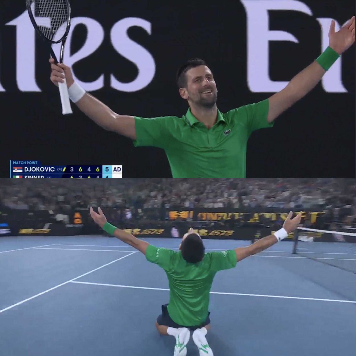 IvaanBlanco26's tweet photo. El día de tenis que hemos tenido ha sido absolutamente MARAVILLOSO.

La primera Semifinal con Alcaraz y Zverev en ese partido de 5 horas y 27 minutos ha sido espectacular. Una de las mejores Semifinales de la historia.

Y después este Djokovic vs Sinner, con el italiano poniéndose 2 sets a 1, y con Nole remontando con 38 años y más de 4 horas de partido para clasificarse a la Final.

HISTÓRICO 🎾❤️
