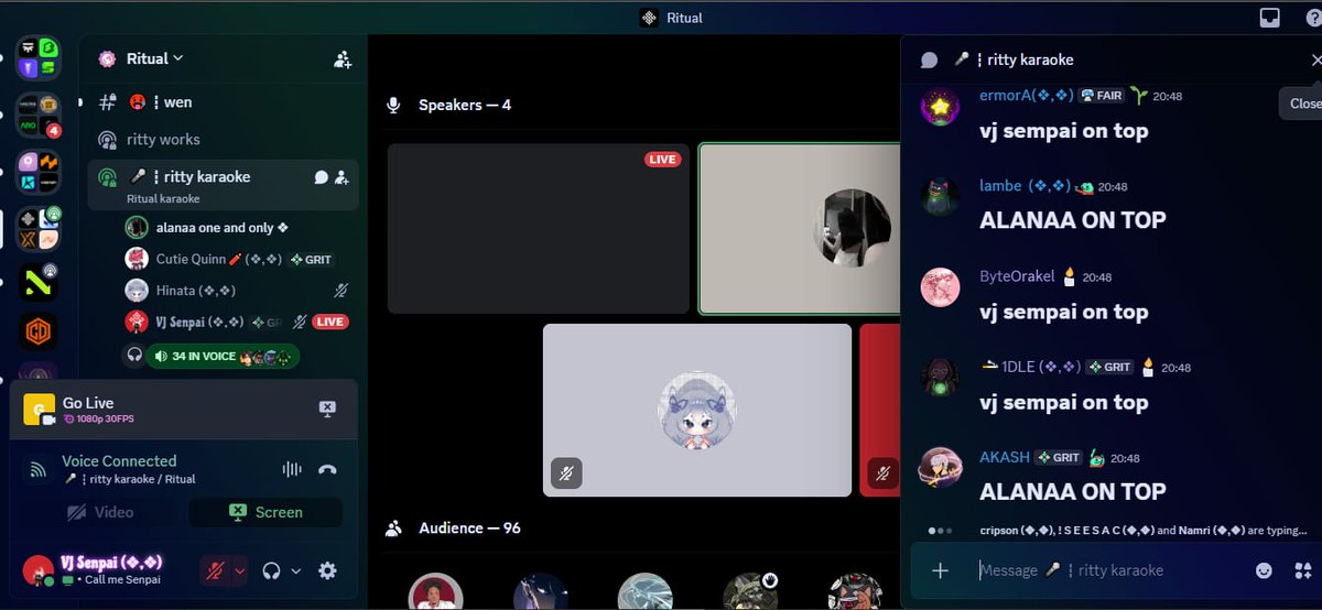 The second time singing in Ritual Karaoke it was fun. Thankyou for the oppurtunity to sing 💚 <a href="/nft_hinata_eth/">Hinata</a> <a href="/jany268/">👑Quinn🧨(❖,❖)</a> 

Gritual 💚
<a href="/joshsimenhoff/">Josh (❖,❖)</a> <a href="/ritualfnd/">Ritual Foundation</a> <a href="/ritualnet/">Ritual</a>