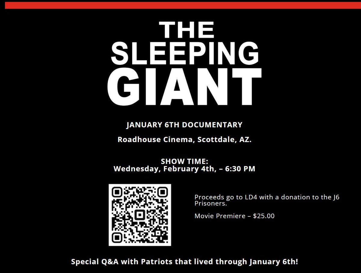 Guszilla's tweet image. New to North Phoenix/Scottsdale?

Come to this movie premiere of a J6 documentary.
Wed. 2-4-2026