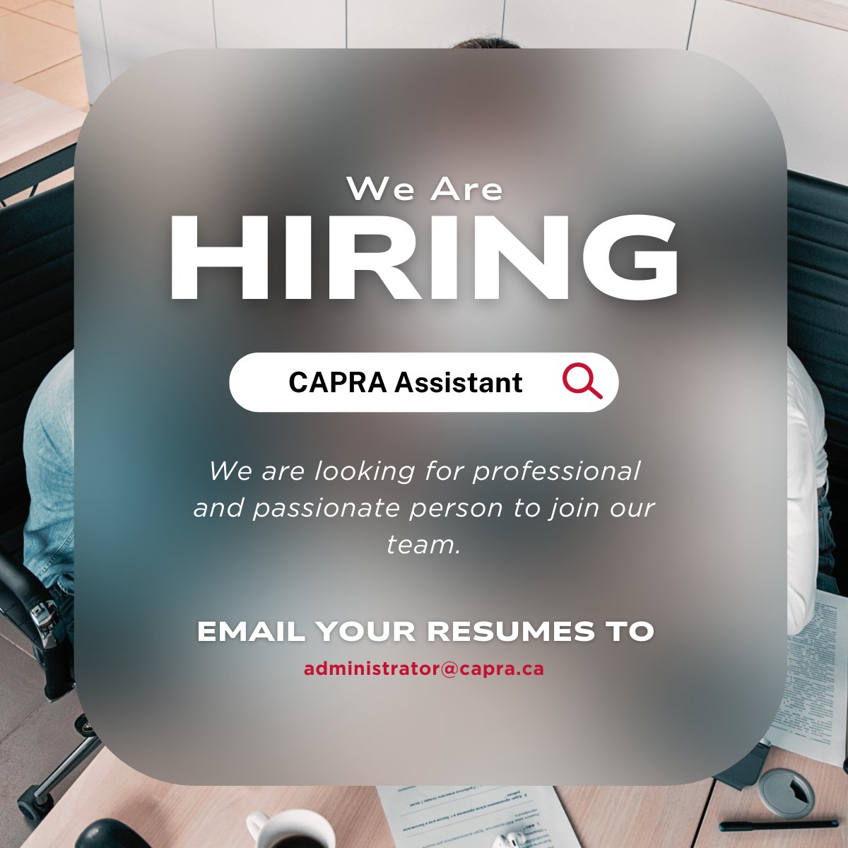 📢 CAPRA is Hiring! | Part-Time Student Assistant
gain hands-on experience supporting operations, events &amp; members in regulatory affairs.
📩 Send your résumé to administrator@capra.ca

#Hiring #StudentJobs #RegulatoryAffairs #CAPRA