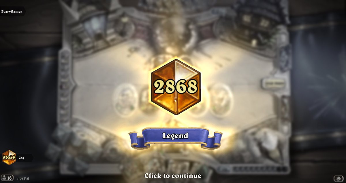 hs_zaj's tweet photo. Actual late legend this month. Air travel during a wild winter storm led to an extended vacation. Thankful that aura paladin is a simple enough deck to pilot without a deck tracker while on mobile. No stats other than I went 6-1 to legend since yesterday on PC. https://t.co/AnsixWNGNd