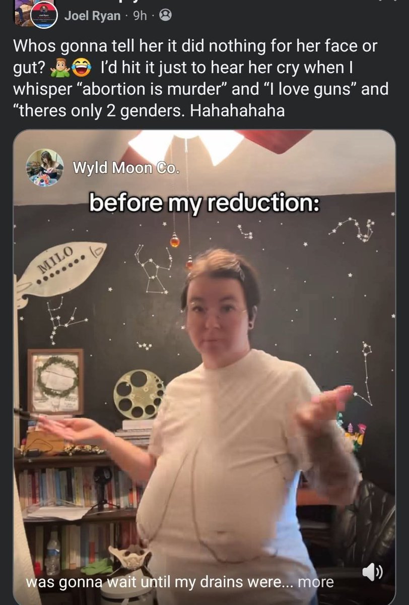 One thing I'll never understand about men is how frequently they fantasize about hurting women they don't even know. And for nothing. A woman helping women by talking about a breast reduction deserves to be driven to tears by a man sexually abusing her?