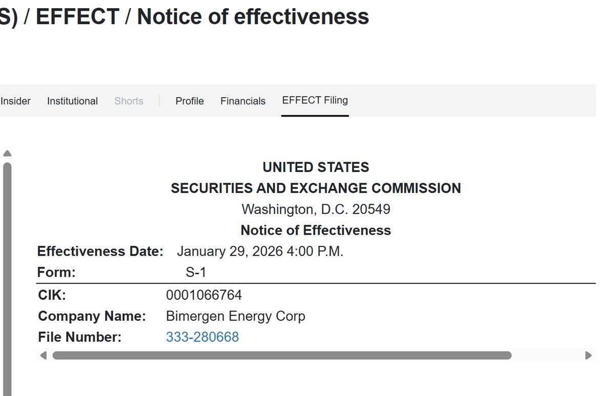 Unfortunately bimergen BESS has received notice of effectiveness for their s1 filing. They will now uplist to the NYSE. Despite appealing to the <a href="/SECGov/">U.S. Securities and Exchange Commission</a> they are happy to let in proceed. Ultimately digusting <a href="/HesterPeirce/">Hester Peirce</a> ...$mmtlp