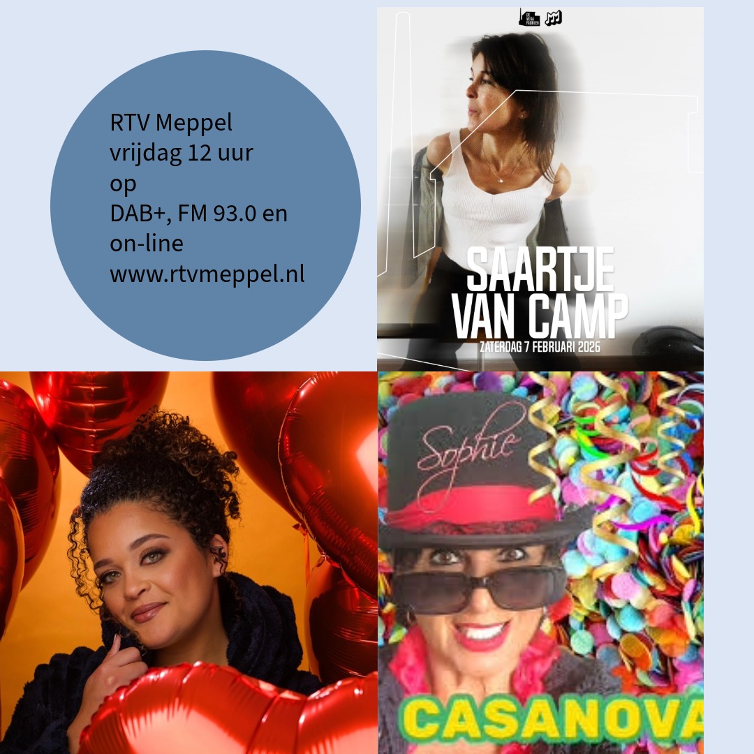 Saartje Van Camp (za 7/2 Vegafabriek), Oes en Sophie vrijdag op RTV Meppel.

Saartje 
maakt Nltalige popmuziek die uiteen heel eigen wereld lijkt te komen

Oes
Liefde hangt in de lucht, en dat hoor je terug in ‘Ziekelijk Verliefd’ 

Sophie
 is een ras-entertainster  muziek, humor