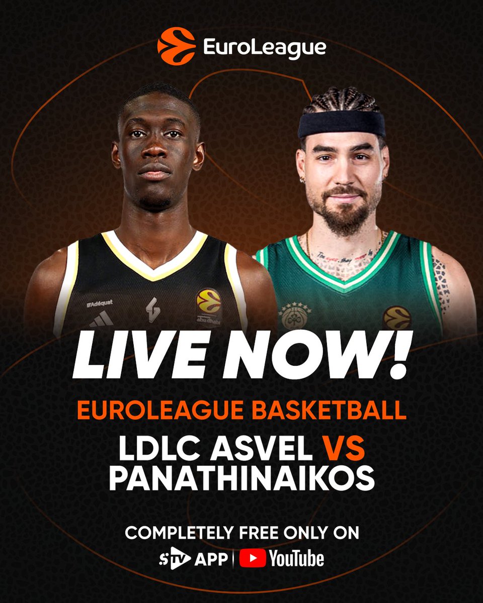 SportyTV's tweet image. LIVE NOW! 🚨

Euroleague action! 🏀💥
ASVEL vs Panathinaikos 

Watch the game on the SportyTV App and our YouTube channel! 📺📲
youtube.com/live/B3nD7CG3Q…