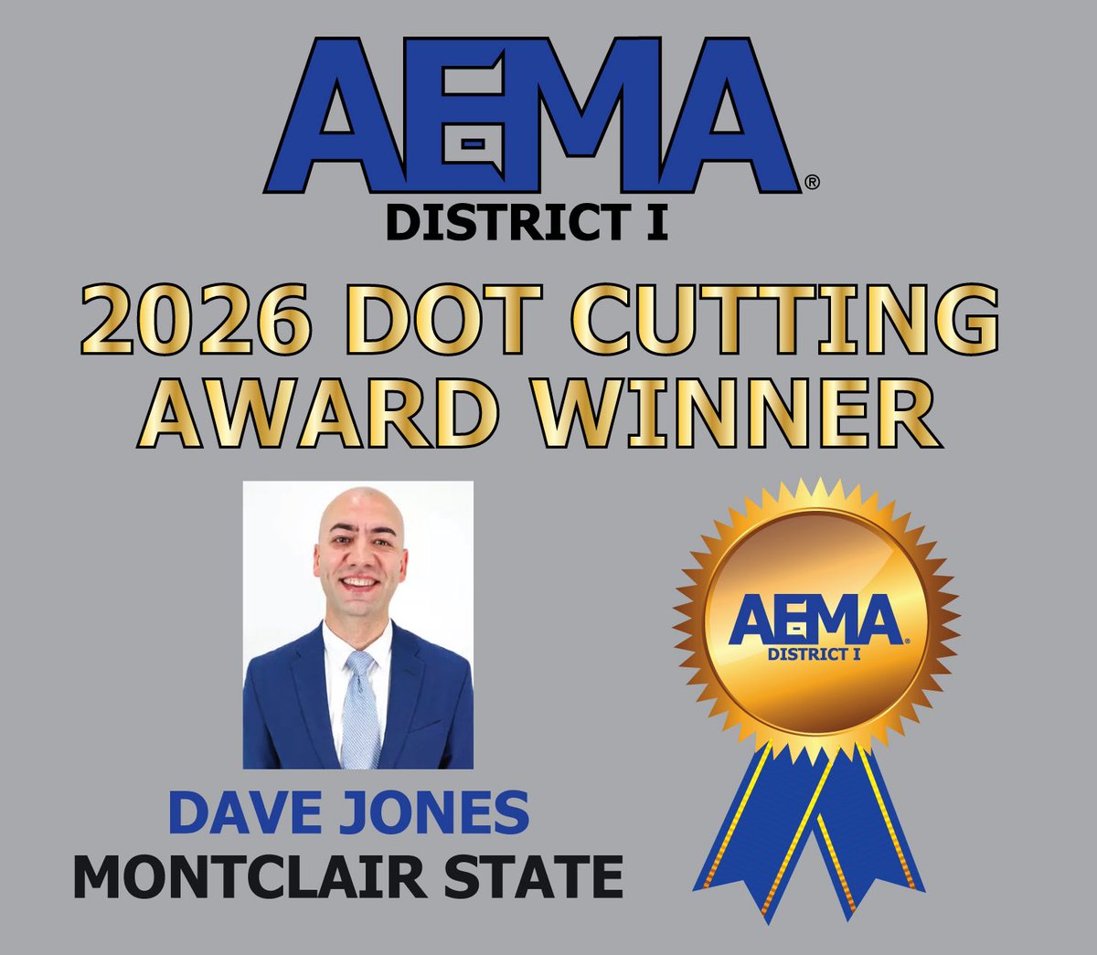 Congrats to Dave Jones (<a href="/djones07070/">Dave Jones</a>) with Montclair State on being voted as the 2026 Dot Cutting Award Winner for our AEMA District 1!

Much deserved recognition to one of the best equipment managers out there. 👏