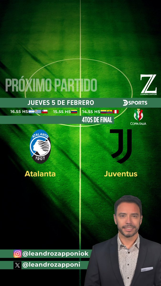 leandrozapponi's tweet image. Se vienen lindos días de #fútbol ⚽️ con la #fecha3 de la @LigaAFA 🇦🇷 por @TNTSportsAR 📺; y con la #fecha22 de @LaLiga 🇪🇸 y con los #4tosDeFinal de la #CopaItalia 🇮🇹 por @DSports 📺
Los esperamos!
☝️😀🐸⚽️
#NoTeLoPodésPerder