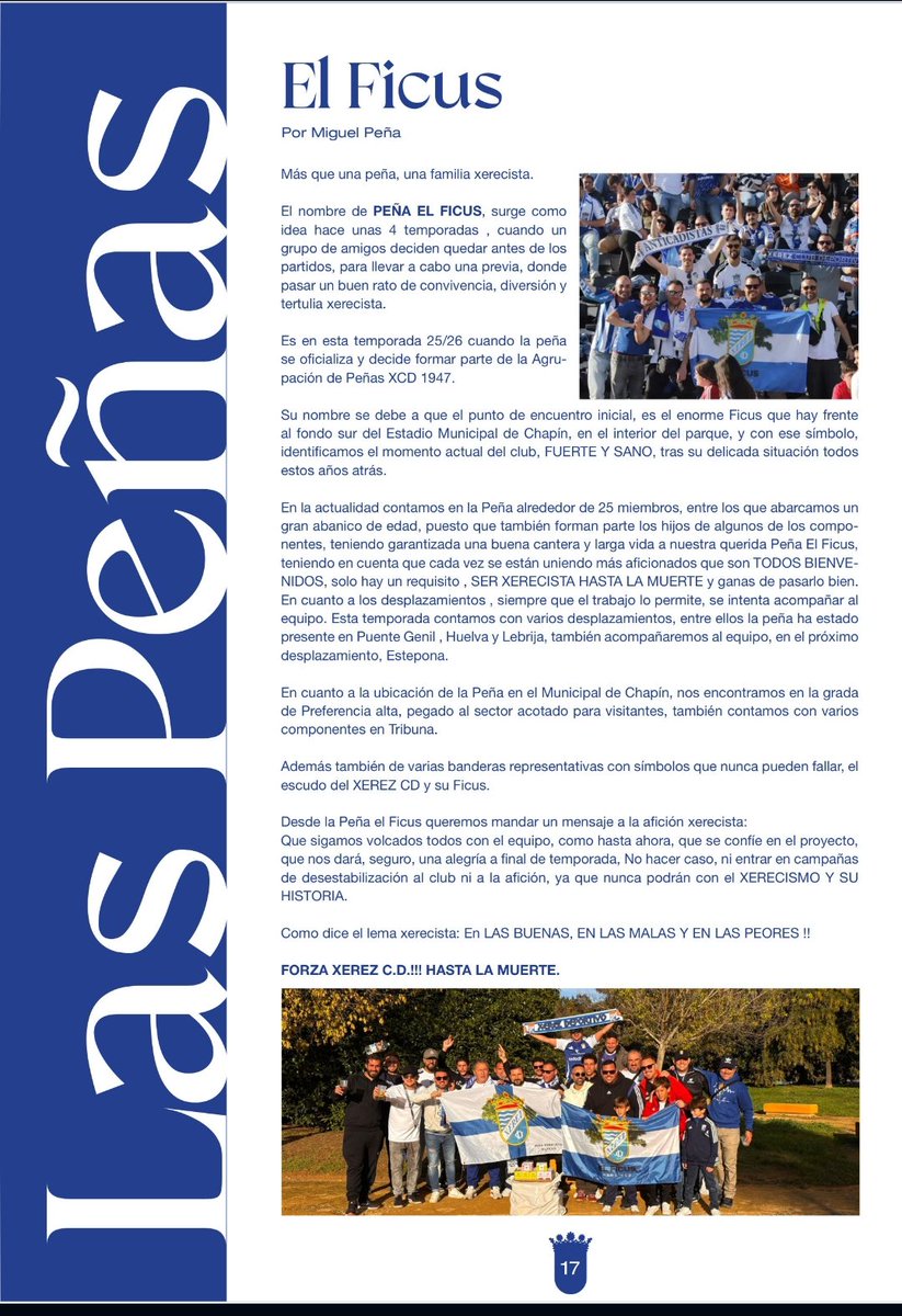 Esta semana salimos en el boletín xerecista!! Nuestros agradecimientos a la agrupación de peñas xerecistas por dejarnos formar parte de esta familia😘🤍💙🤍💙. Forza XCD!!