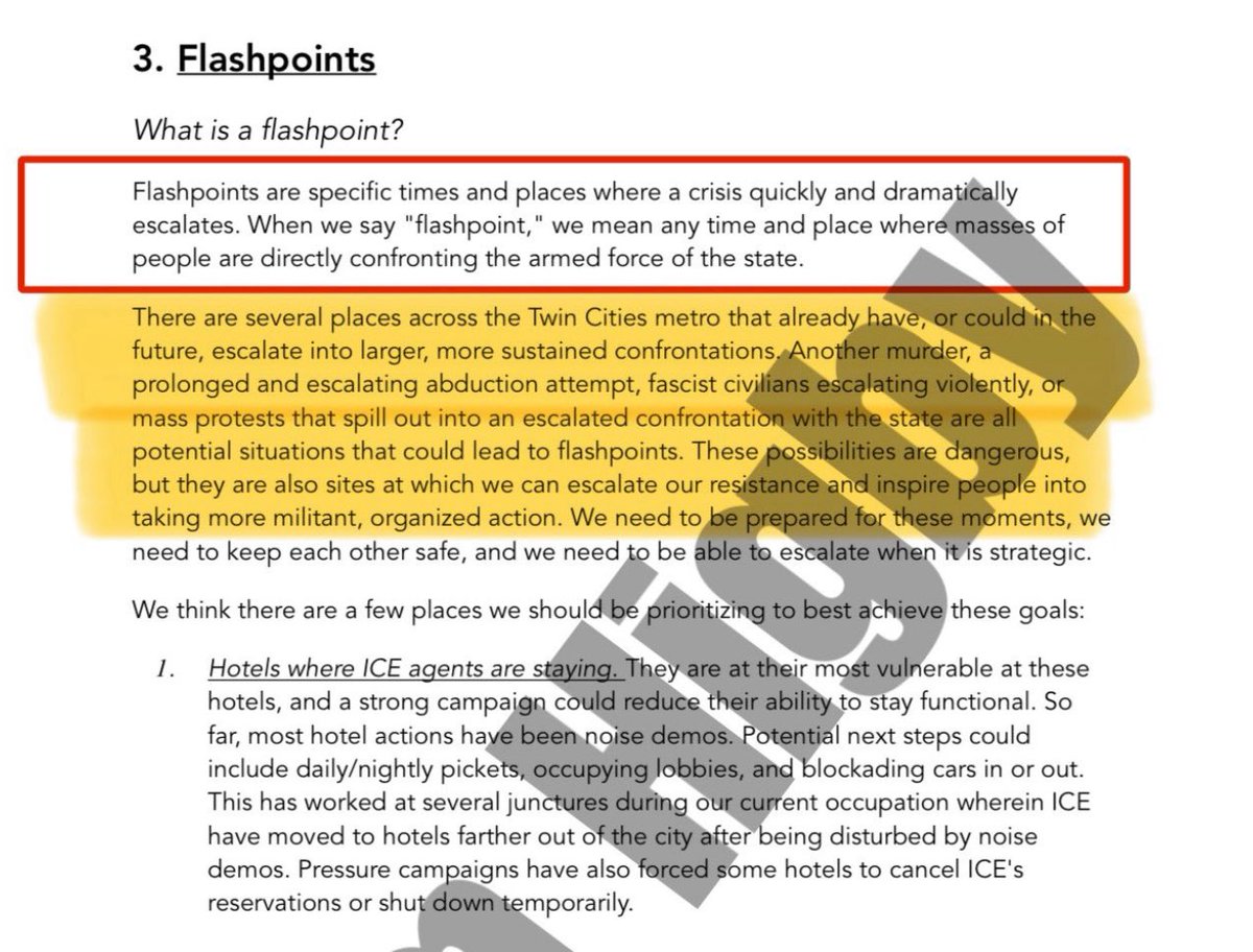 nicksortor's tweet photo. 🚨 BREAKING: Operational manual posted in the Minnesota anti-ICE Signal chat called for militants like Alex Pretti to create “FLASHPOINTS” with federal agents in the streets, per docs obtained by @camhigby

This is a FULL-ON INSURRECTION!

Their stated goals are to “INSPIRE people to take more MILITANT ACTION,” “escalate,” and “DE-ARREST illegals”

We need to see MASS ARRESTS over this!